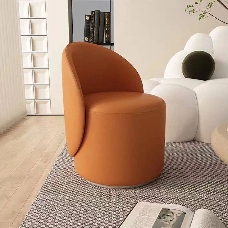 Comfy Nordic Chair Makeup Stool Leather Rotating Living Room Mobile Vanity Chair Modern Bedroom Tabouret Coiffeuse Furniture