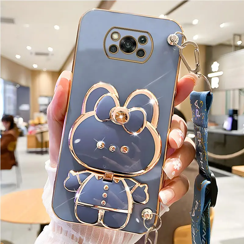 Mirror Crossbody Lanyard Phone Holder Case with Stand and Strap Cover