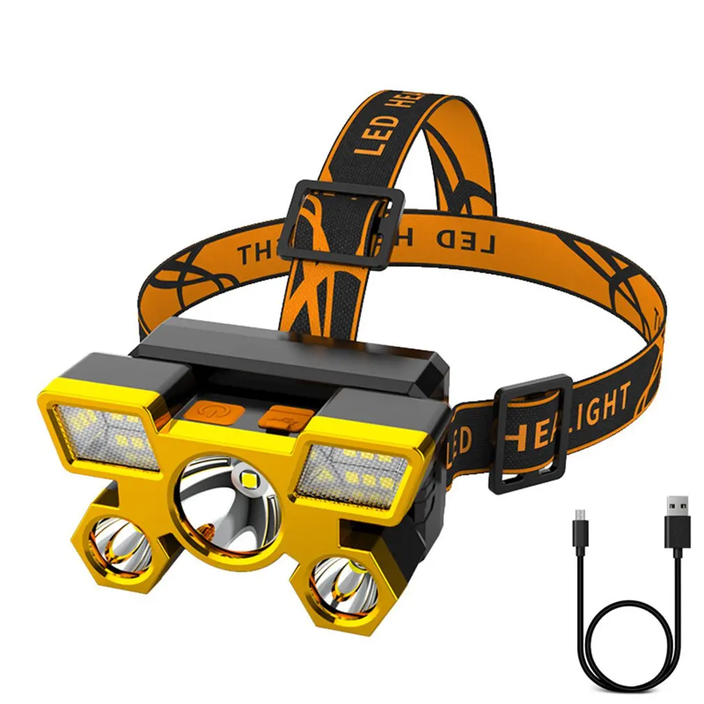 

5 LED With Built-in 18650 Battery USB Rechargeable Portable Flashlight Lantern Headlamp Outdoor Camping Headlight Drop Shipping