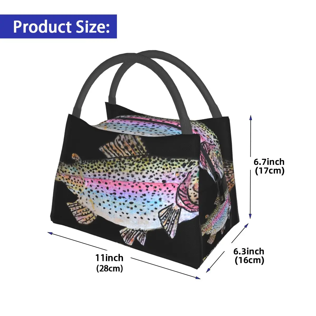 Rainbow Trout Fish Drawing Portable insulation bag for Cooler Thermal Food Office Pinic Container