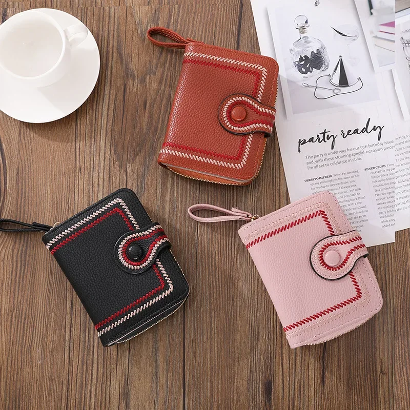 

Simple Purse Women's Short Retro All-in-one Bag with Large Capacity Multi-slot Zipper Change Card Bag