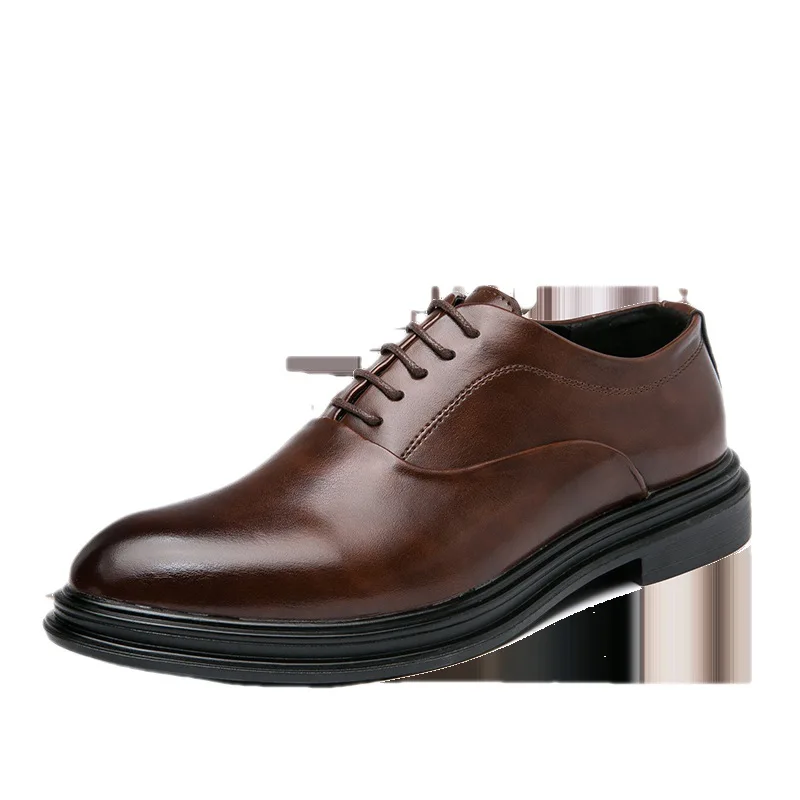 Leather Shoes Men Business Formal Autumn Men Shoes Low-top Solid Wedding Color Fashion Oxford Pointed Office