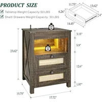 Stand Set 2 with Gun Drawer, with Charging Station, LED with Human Sensor Light, Nightstands 2