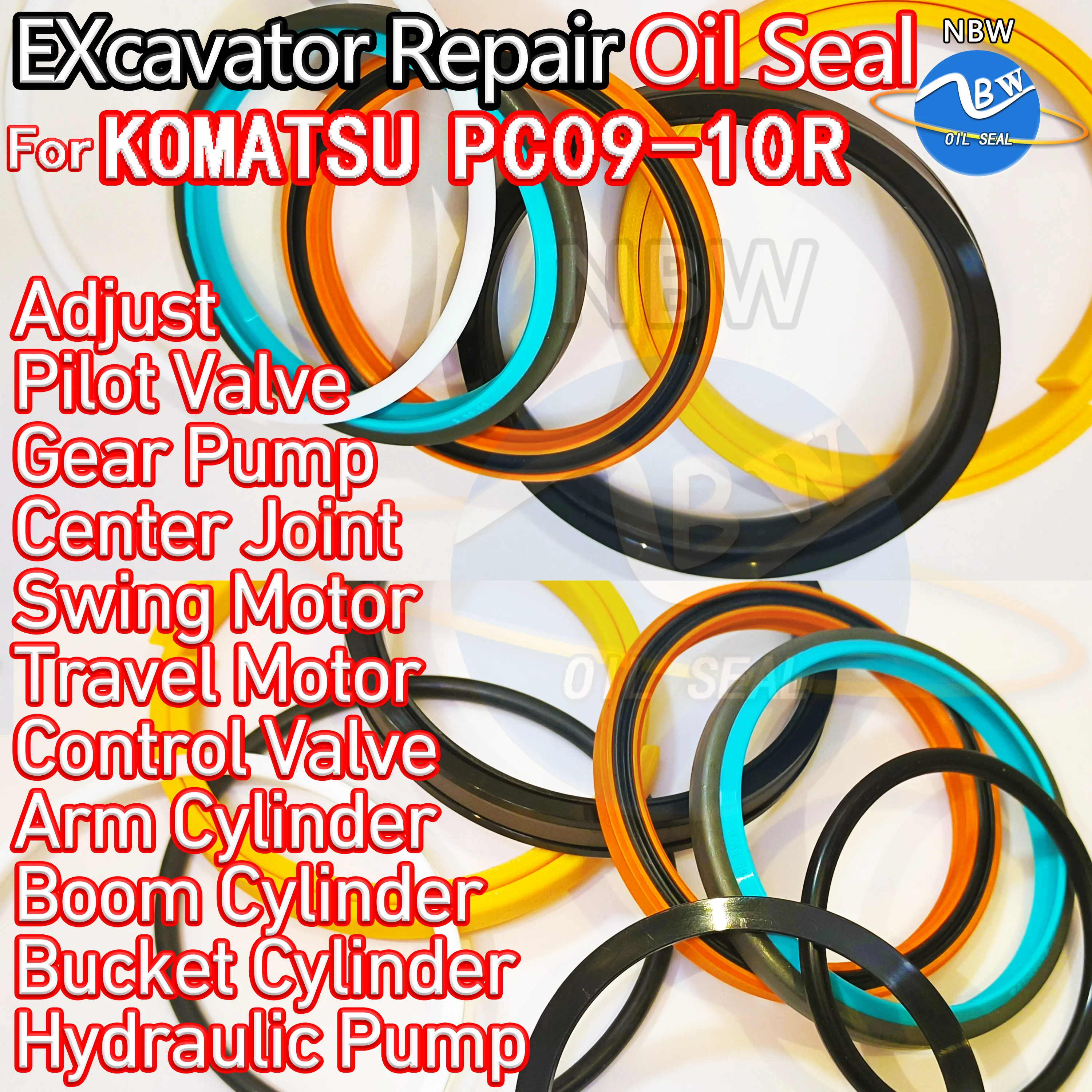 

For KOMATSU PC09-10R Excavator Oil Seal Kit High Quality Repair PC09 10R Nok Washer Skf ZENOAH Control Valve Blade TRAVEL MOTOR