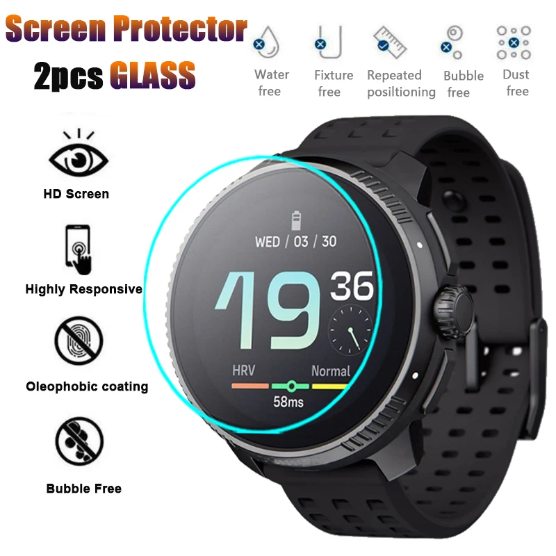 2PCS 9H HD Tempered Glass Smartwatch Protective Screen Cover Film