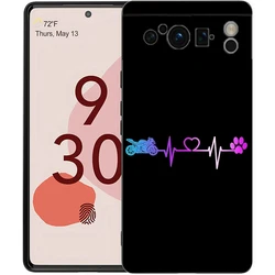 Luxury TPU Phone Case with Motorcycle Heartbeat Design - Black Soft Back Cover - Pixel 8A (A1)