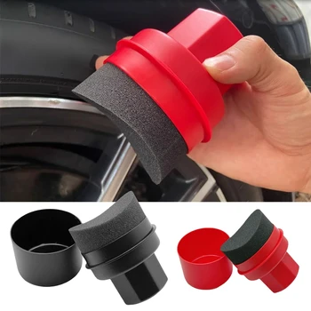 Car Tire Waxing Sponge Car Wax Applicator Pad with Lid Curved Shaped Easy Waxing Tire Sponge Tire Cleaning Tools Detailing Brush 1