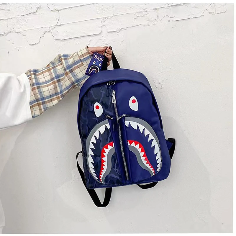 2023 New Shark School Bag Personalized Graffiti Student Backpack Men's and Women's Fashion Trend Travel Bag 5