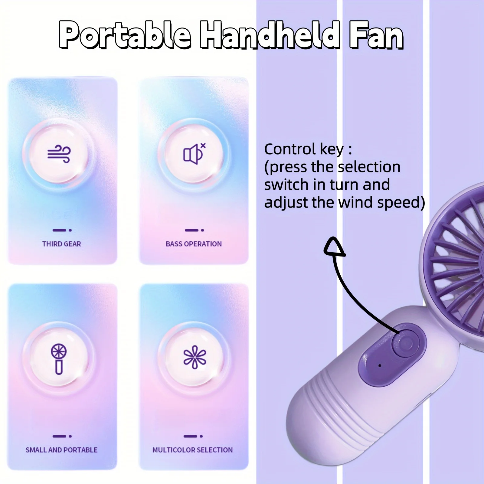 A Mini Portable Handheld Fan USB Rechargeable Personal Cooling Fan Button Control Indoor and Outdoor Use Office Travel 6