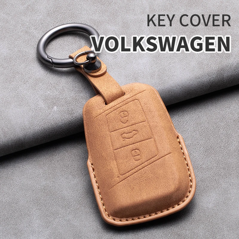 

Leather Car Key Case Cover Fob Keychain For VW Volkswagen Golf 7 MK7 Tiguan MK2 for Ateca Leon FR Ibiza Skoda Octavia Kodiaq