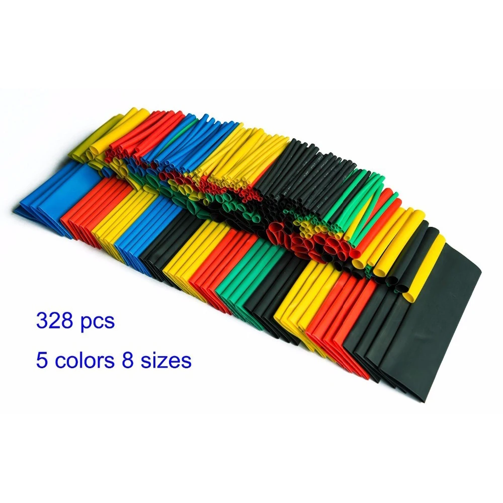 328pcs Heat Shrink Tube Thermoresistant Heat-shrink Tubing Wrapping Kit Electrical Connection Wire Cable Insulation Sleeving