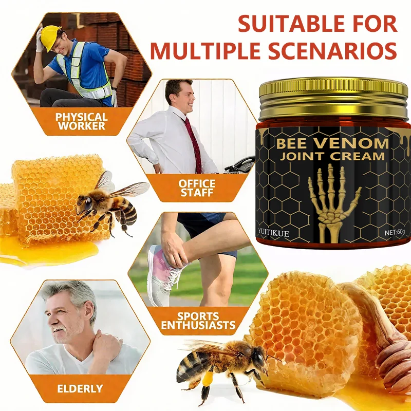Bee Venom Joint Cream - Hypoallergenic and soothing moisturizing lotion with a light fragrance, suitable for all skin types.