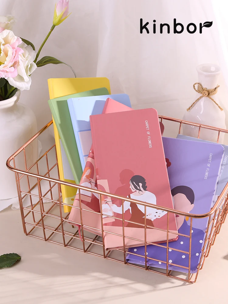 Kinbor 작은 주간 플래너 사각형 노트북, 쓰기 그리드 메모장 저널 일기, 선물용 STATIONERI 지원, 91x185mm