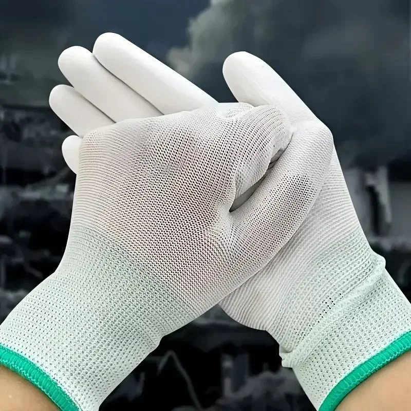 Antistatic Gloves 1/10pairs Pu Coated Palm Coated Finger Antiskid for Finger Protection
