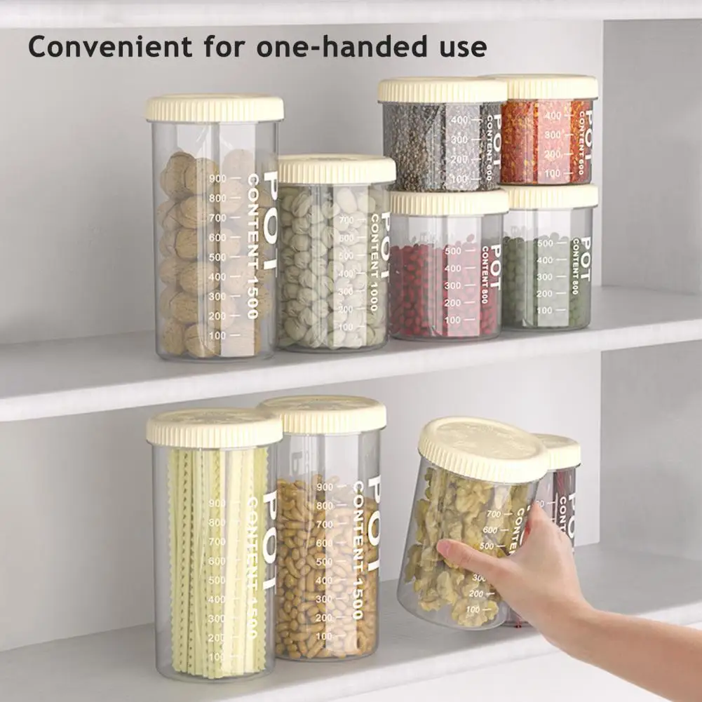 400/500/700/900ml Transparent Grain Canister Kitchen Sealed Jar Storage Container Pantry Organizer For Snacks Dried Foods Tea