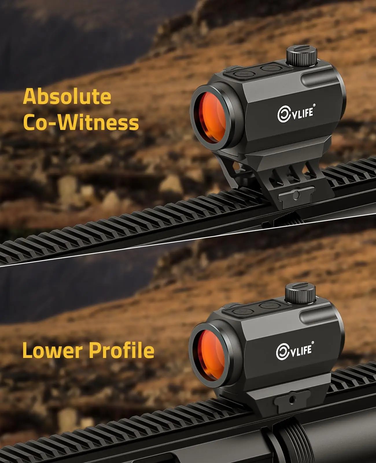 CVLIFE JackalHowl Red Dot Sight 1x20mm 2 MOA Motion Awake with 10 Brightness IPX7 Waterproof Scope Optics with Absolute Co-Witne
