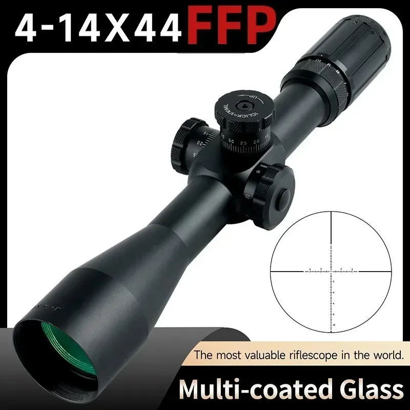 

4-14X44 FFP Riflescope Red/Green Cross Spotting Hunting Optical Scope Tactical Long Range Shooting Snipe Airsoft Sight 11mm/20mm