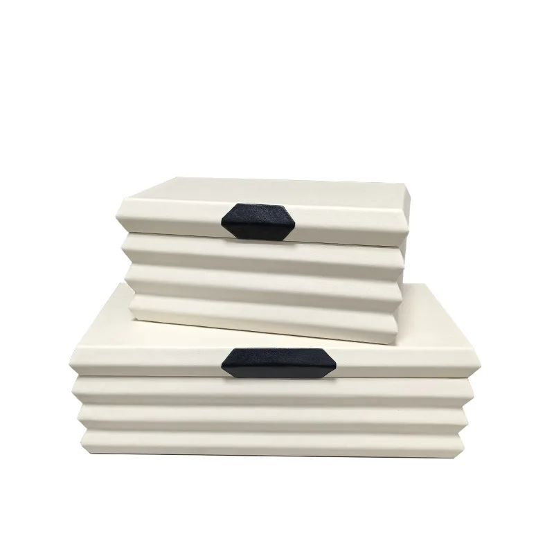 Wooden Jewelry Box Luxury Organizer Surface Leather Personalized Jewelry Storage Box Multi Functional Packaging Supplies
