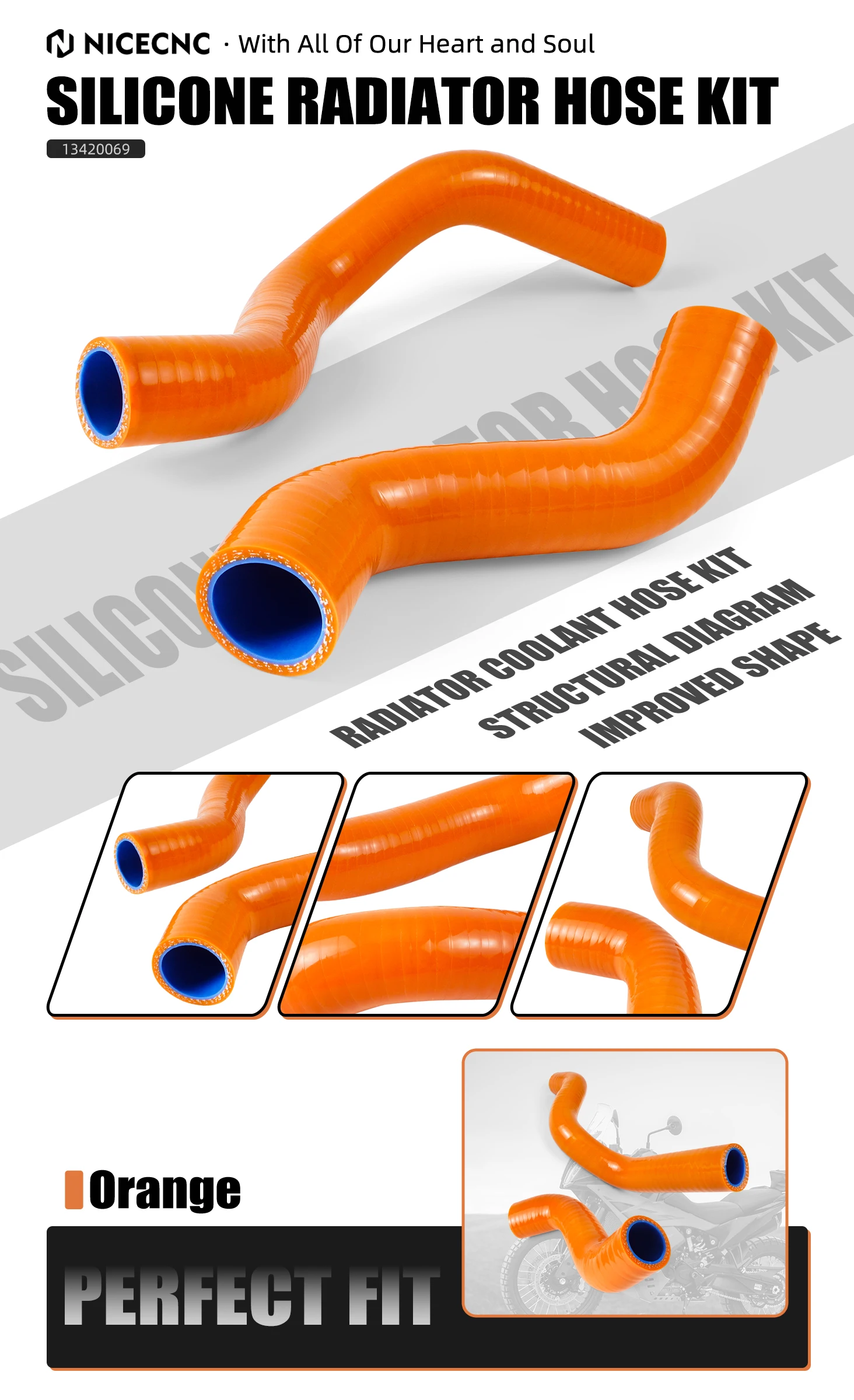 NICECNC Kühlerschlauch-Kit für KTM 790 890 Adventure /R/Rally 2019-2025 und Husqvarna Norden 901 /Expedition 2022-2025 2023 2024 – Detail 6