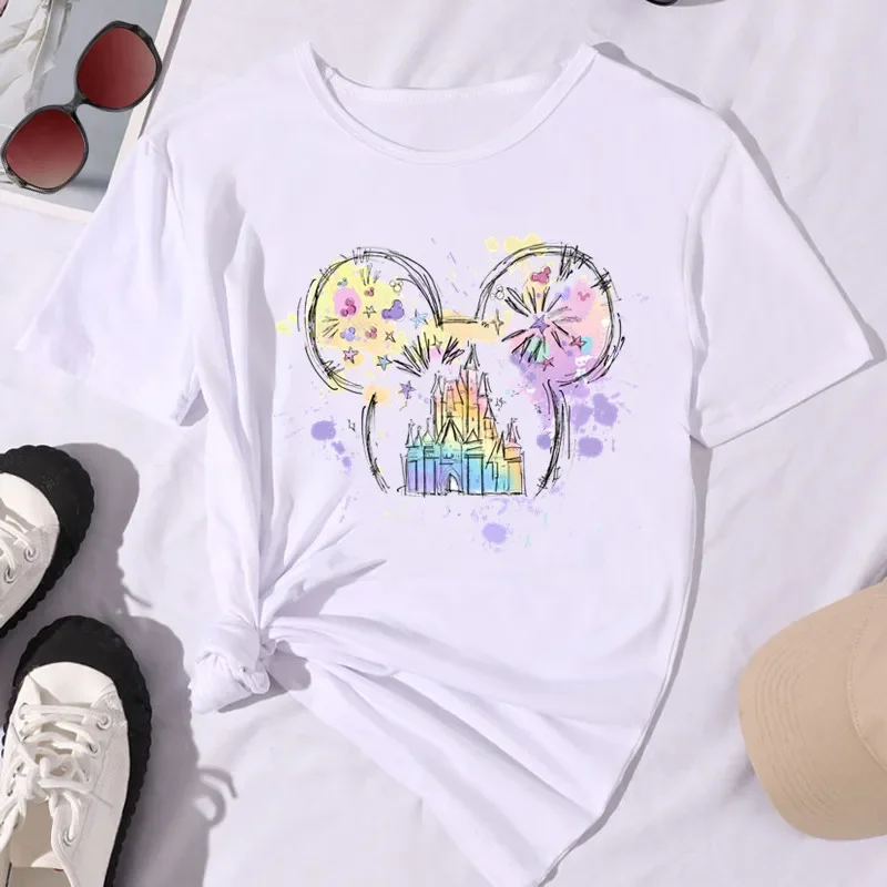 Summer Disney Micky Mouse Dreamy Castle Printed Kid T Shirt New Kawaii Cartoon Cotton Top Children Girl Clothing Baby Casual Tee 6