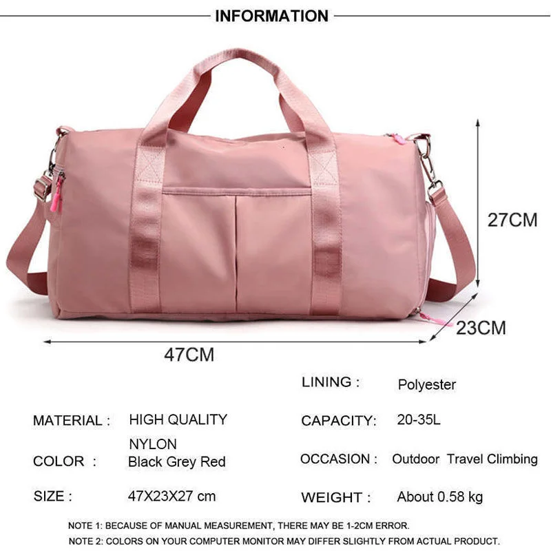 Large Men's and Women's Travel Bag Large Sports Bag Pink Black Gray (Color  : Black, Size : ONE Size)