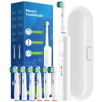 Smart Rotary Electric Toothbrush, Rechargeable Rotating Toothbrushes with 6 Heads, Compatible with Oral B Replacement Brush Head 1