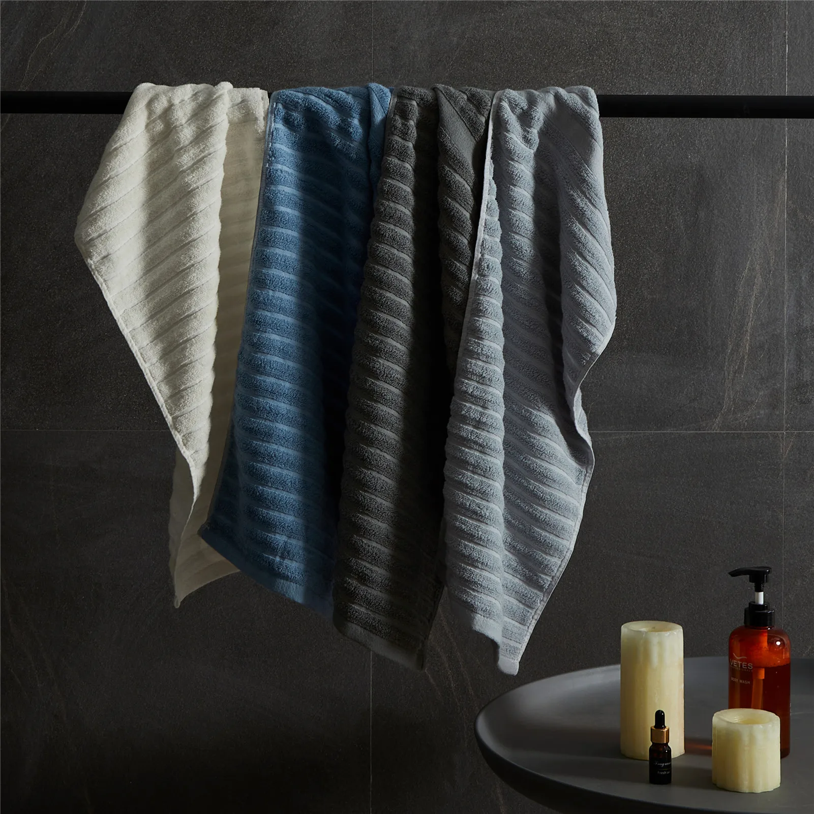 100% Cotton Bath Towels Set Soft Bath Towels Highly Absorbent Bathroom Towels for Adults Solid Color Hand Towels Washcloths 5