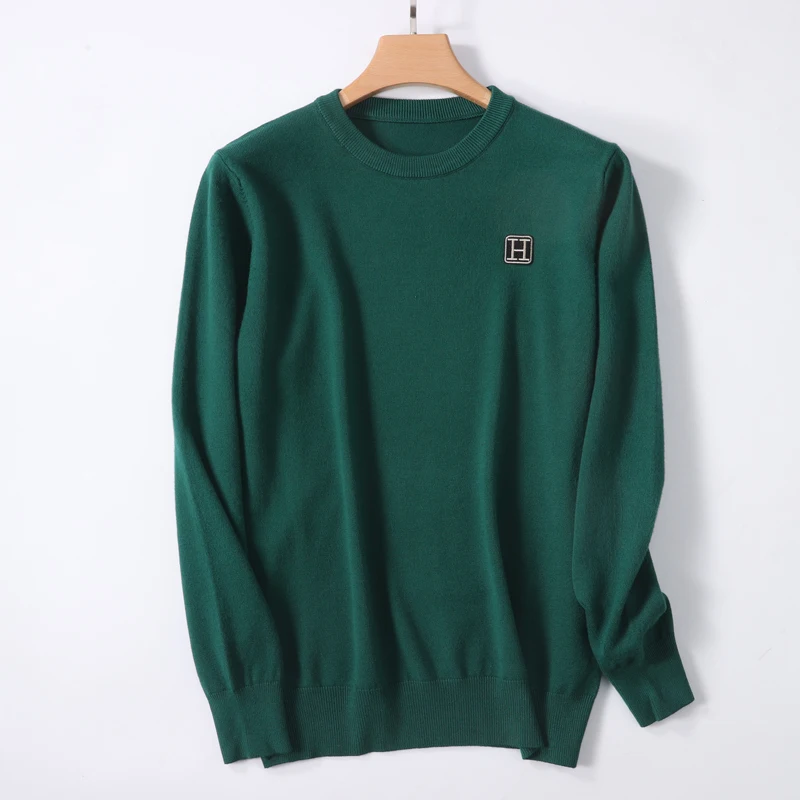 2025 maglione di cashmere autunno e inverno maglione di cashmere da uomo maglione da uomo ricamato lavorato a maglia maglione caldo con scollo a O 6