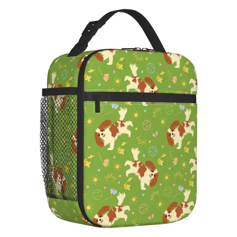 

Custom Playing Cavalier King Charles Spaniel Bag Women Thermal Cooler Insulated Lunch Boxes For Kids School Children