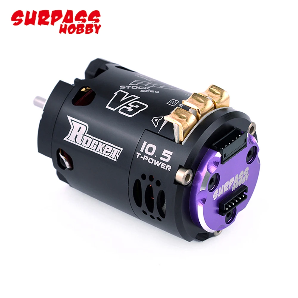 Surpass Hobby Rocket 540 V3 2-Pole Sensored Brushless Motor Dual Sensor Port 3.175mm Shaft For F1, 1/12, 1/10 Off-road Drift Car