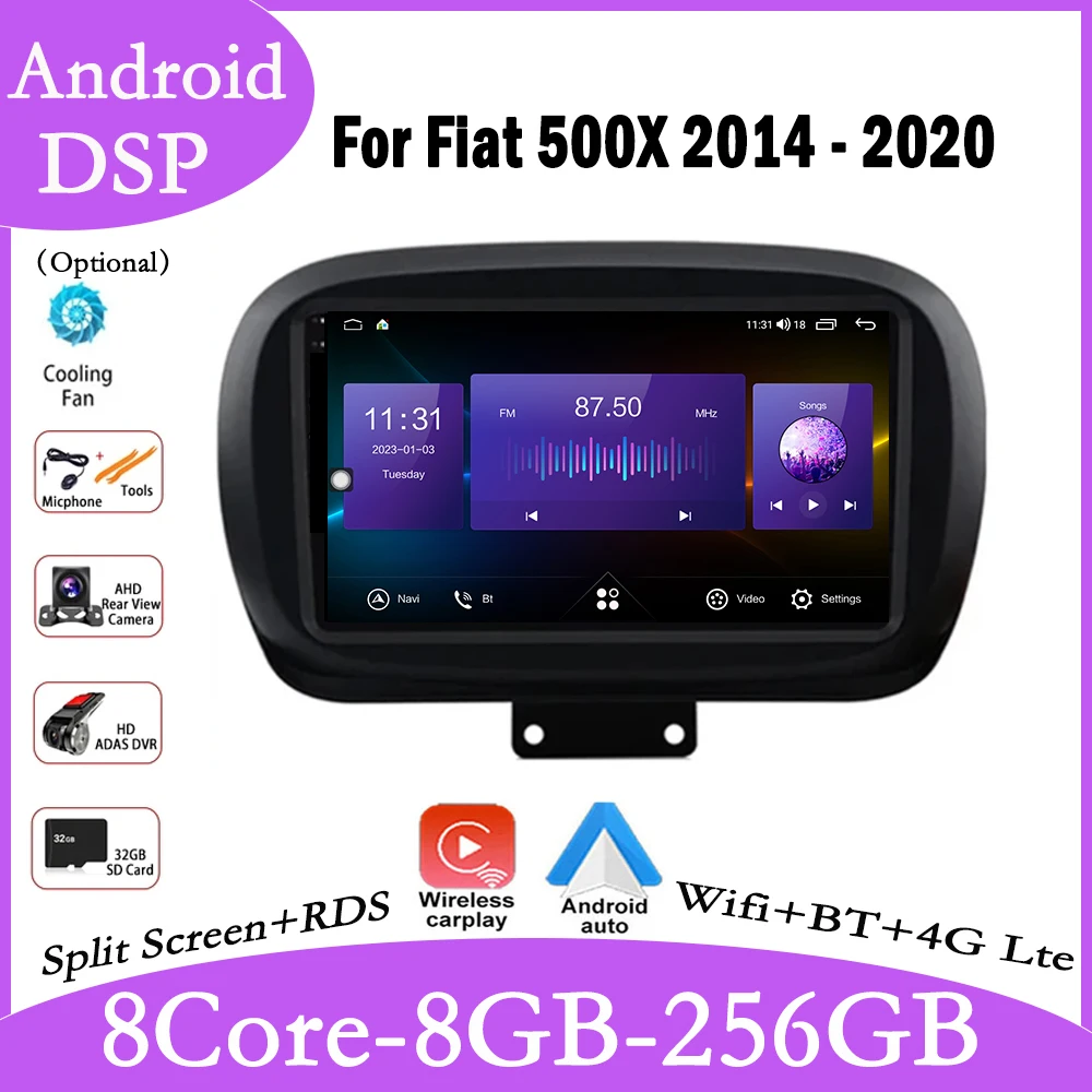 9 Pollici Android 13 Per Fiat 500X 2014 - 2020 Autoradio Lettore Multimediale Per Auto Carplay Navigazione Gps Stereo Head Unit