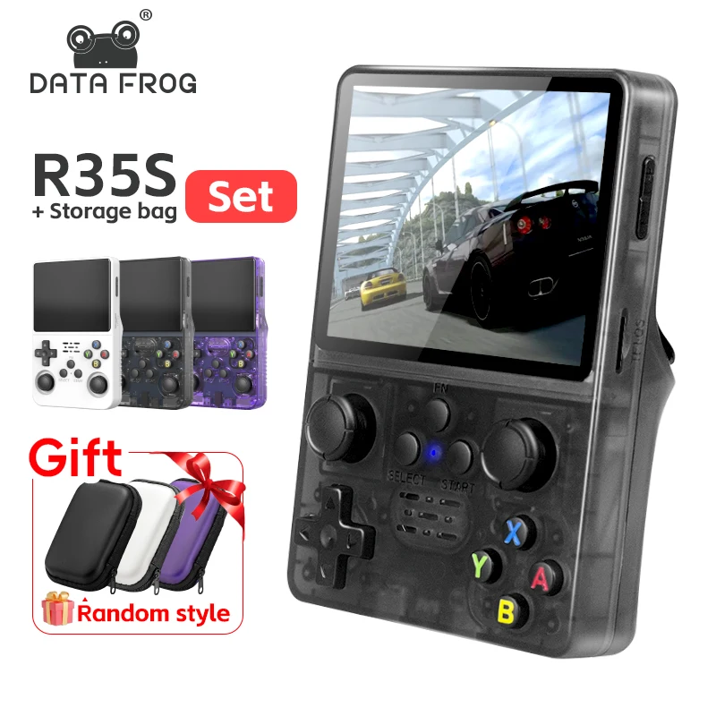 DATA FROG R35S 3.5 Inch Retro Handheld Video Game Console Linux System IPS Screen Portable Pocket Video Player 64GB Games