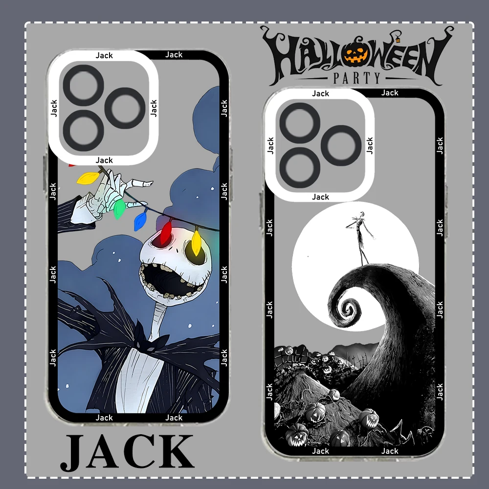 

Halloween Jack Phone Case For iPhone 14 13 12 Mini 11 Pro Max X XR XS 7 8 SE 2020 Plus Soft Silicone Transparent Cover