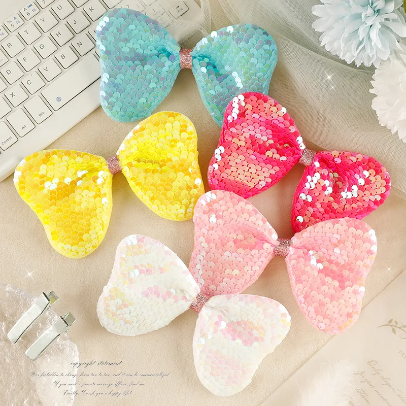 

Cute Embroidery Patches Handmade Sequins Bow No-adhesive Hair Clips Clothing Accessories for Girl Party Gifts Personalized Decor