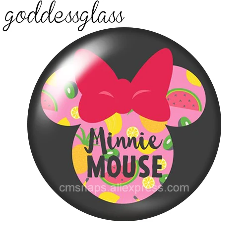 10pcs Round Photo Glass Cabochon for Bracelets Disney Minnie