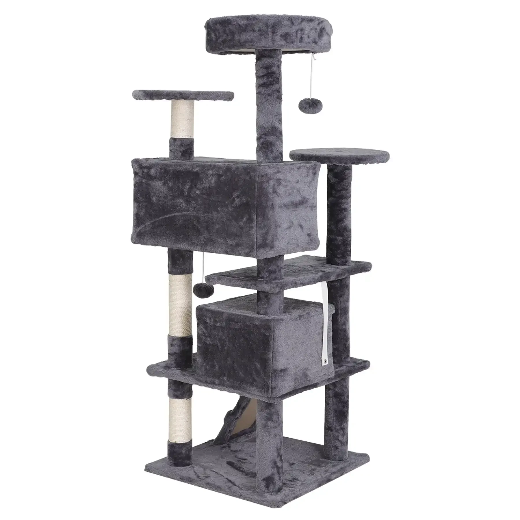 53-in Condo Scratching Post Tower &Cat Tree, Dark Gray