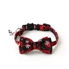 Christmas Bowknot Cat Small Dog Collar with Bell Plaid Snowflake Adjustable Breakaway Pet Puppy Kitten Buckle Necklace 6