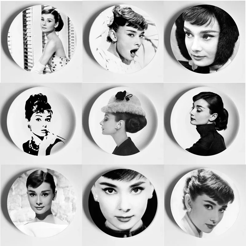 Audrey Hepburn Art Dish Background Wall Plate Wall Decortaion Plate Decorative Plate Hangging Plate Wall Dish Home Decor 2