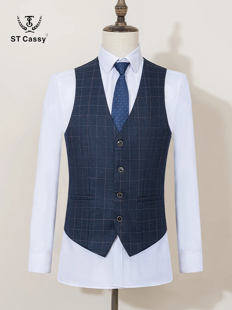Men ST Cassy Plaid Suit Formal Business Office Fashionable and Casual Evening Gown