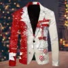 All Print Men Christmas Blazers Fashion Single Breasted Slim Fit Suit Coat Leisure Merry Christmas Party Long Sleeve Jacket 1