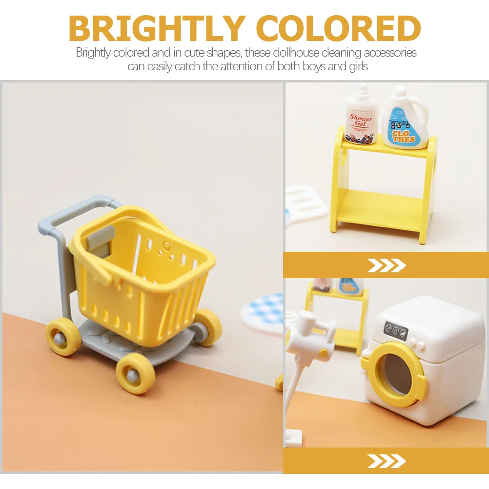 1Set Mini Washing Machine Set for Kids Pretend Play Simulation Educational Role Play Game
