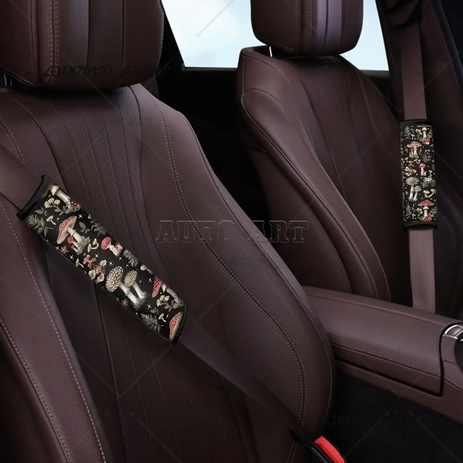 Aesthetic Mushroom Car Seat Belt Pads Cover 2 Pack Seat Belt Shoulder Release Stress to Shoulder for a Safety Driving