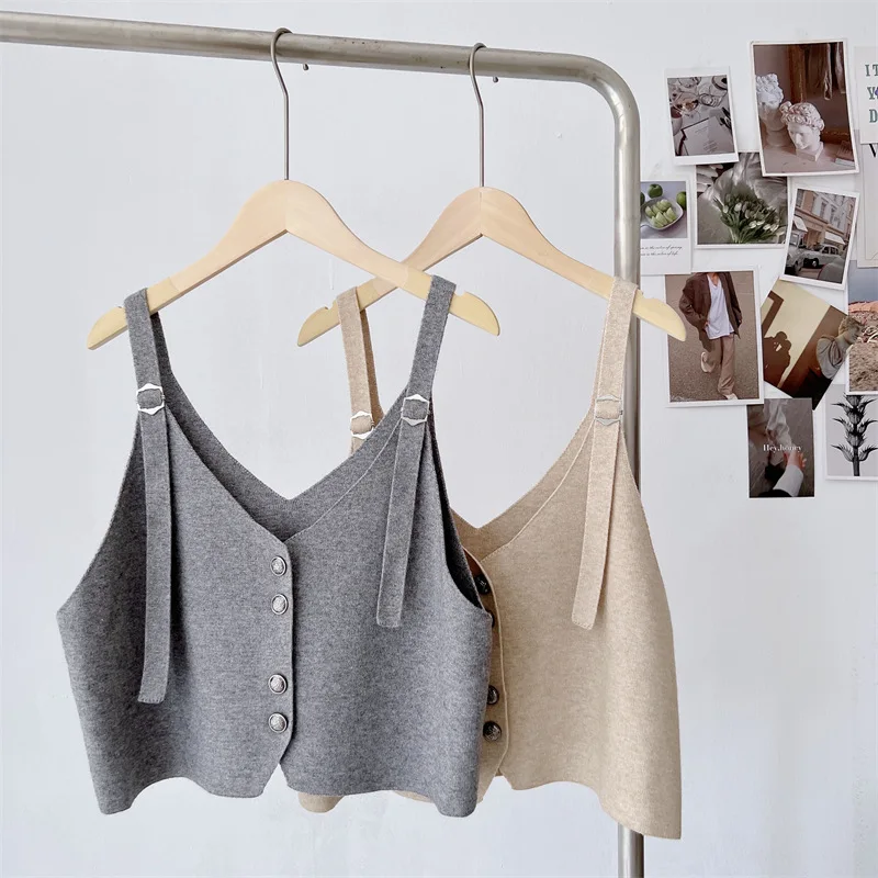 

2022 Summer Women's Cool Style Wears Knitted Suspender New Joker Vest Jacket