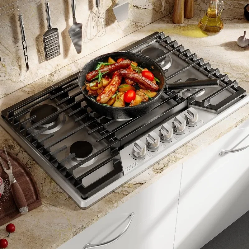 Empava 30 in. Built Cooktop in Stainless Steel with 5 Gas Stove Including A 18000 BTU Power Burner, 30IN, Silver 2