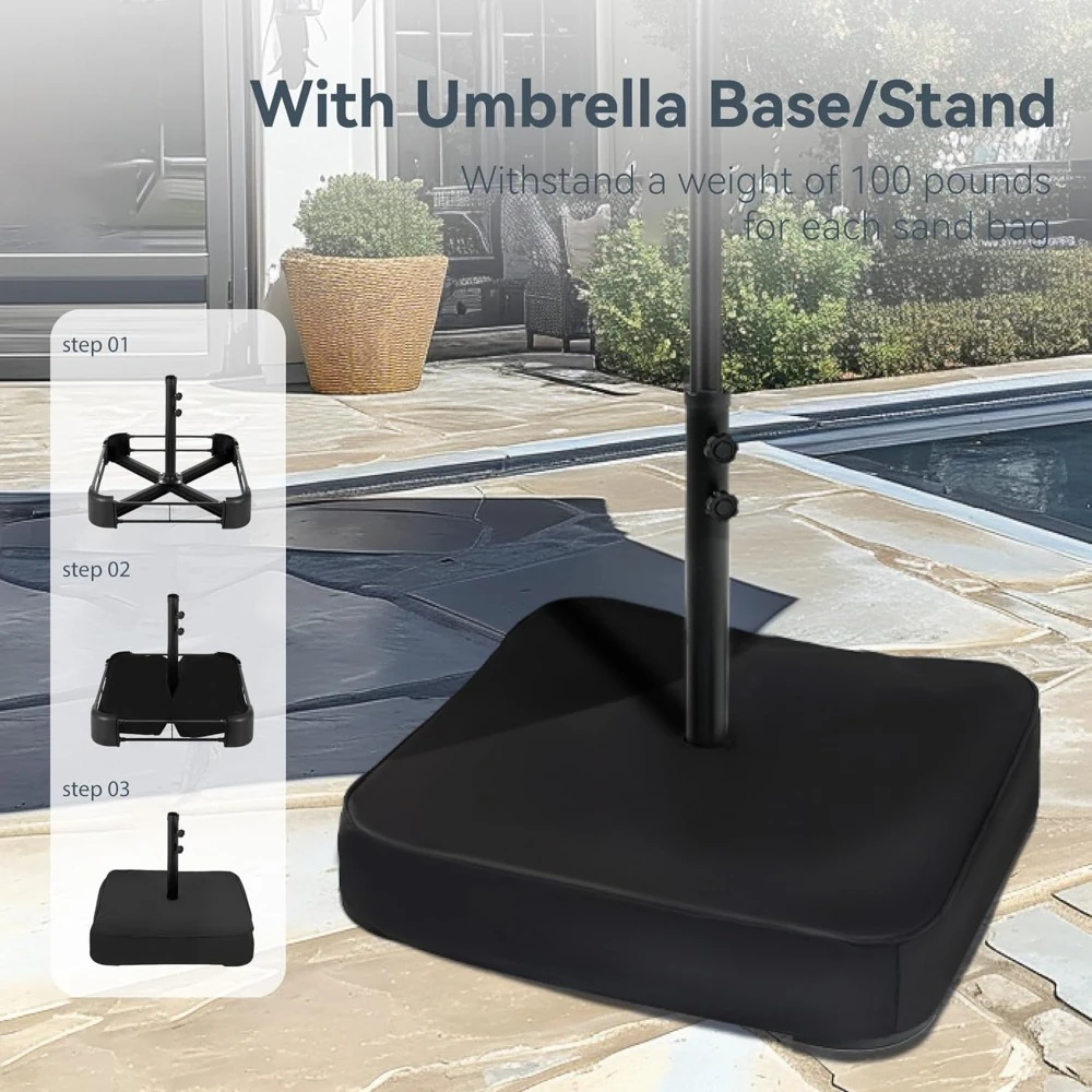 15ft Large Patio Umbrellas with Base Included, Outdoor Double-Sided Rectangle Market Umbrella with Crank Handle, for P 5