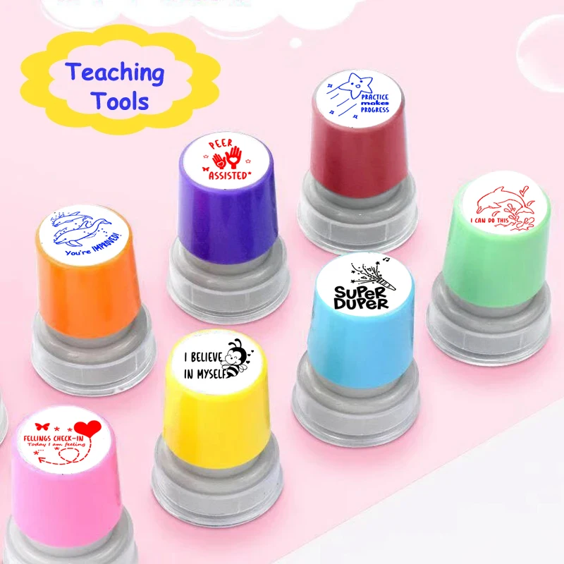 1 Piece Kids Encourage Seal Teacher Teaching Tools Student Kindergarden Motivation Gift Praise Reward Stamps Self-ink children stamps childrens seal