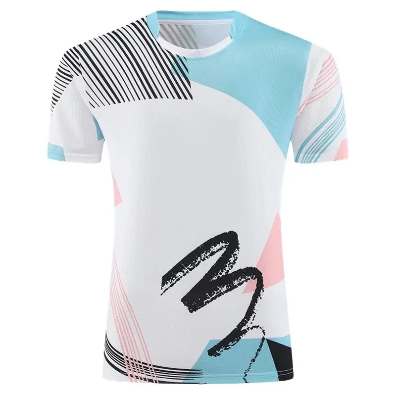 22223 New Quick Drying Table Tennis Clothes, Men T-shirt With Printing Badminton Uniforms Boys Suits Lapel Women T Shirt