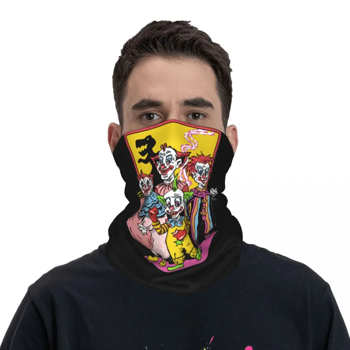 

Killer Klowns From Outer Space Bandana Neck Gaiter Printed Classic 80s Horror Clown Face Scarf Multifunctional Cycling Scarf