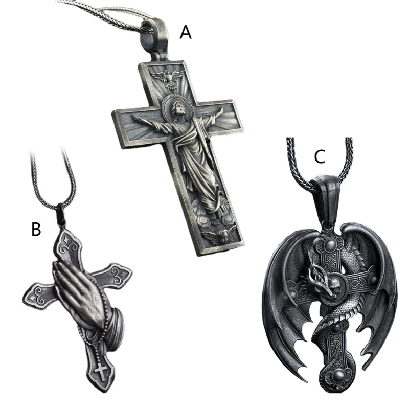 

Металлический христианский крестик, ожерелье, религиозная вера, молитвенная подвеска, блестящий шейный платок