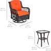 3-Piece Outdoor Wicker Patio Bistro Set w/2 360-Degree Swivel Rocking Chairs and Tempered Glass Top Side Tempered Glass Top Side 6
